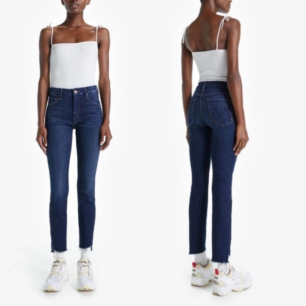 Mother The Looker Ankle Step Fray High Rise Slim Straight Jeans - 27